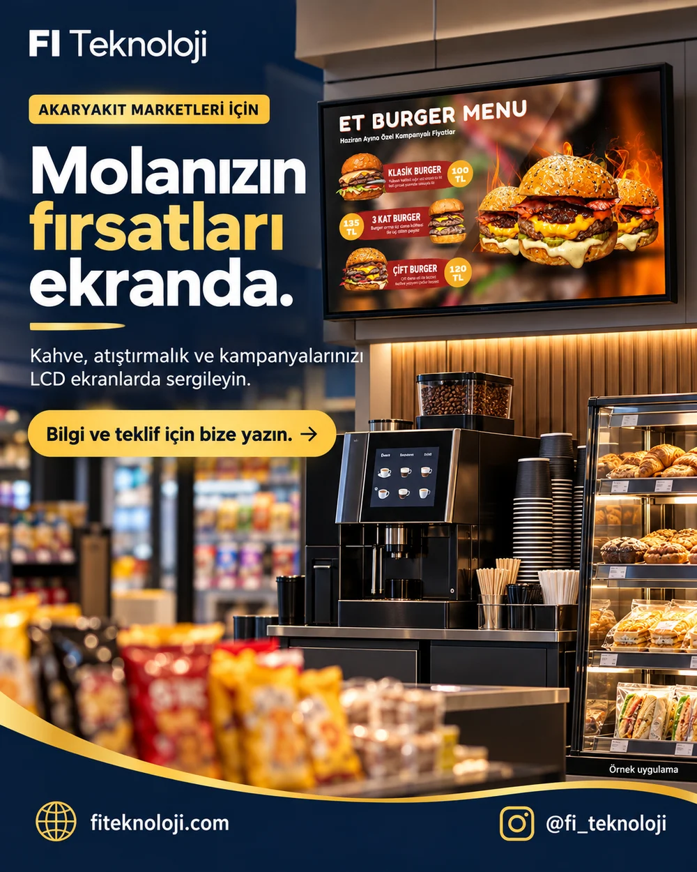 Akaryakıt marketinde LCD ekran örnek uygulaması